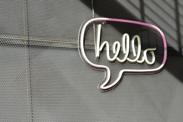 A neon hello sign